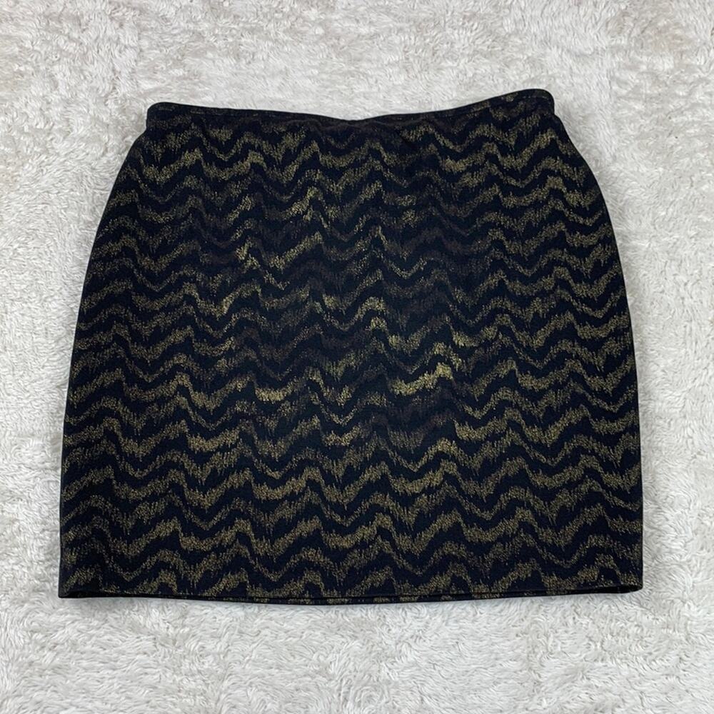 Necessary Objects gold and black bodycon skirt, NWT size Large
